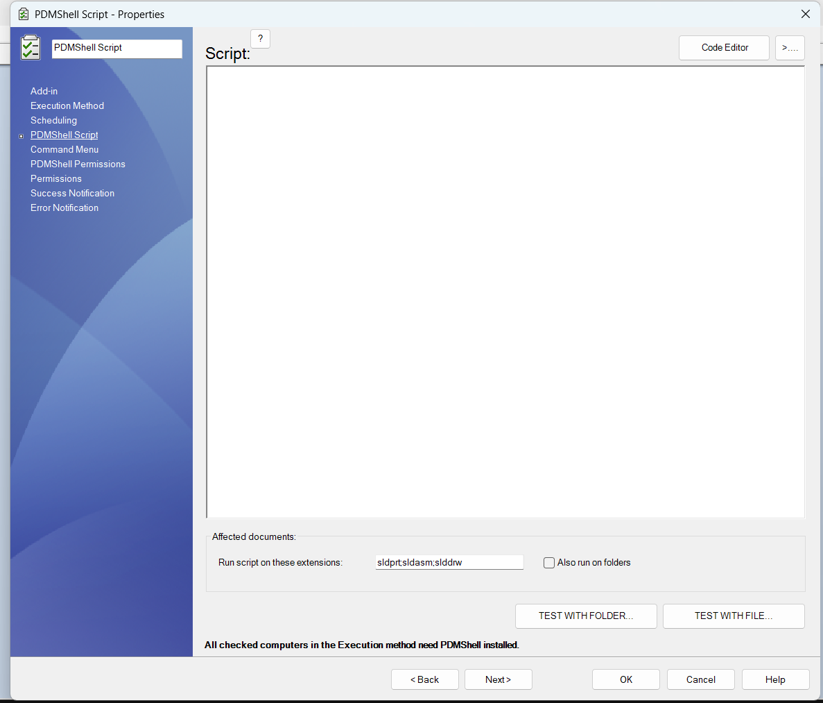 PDMShell task script page