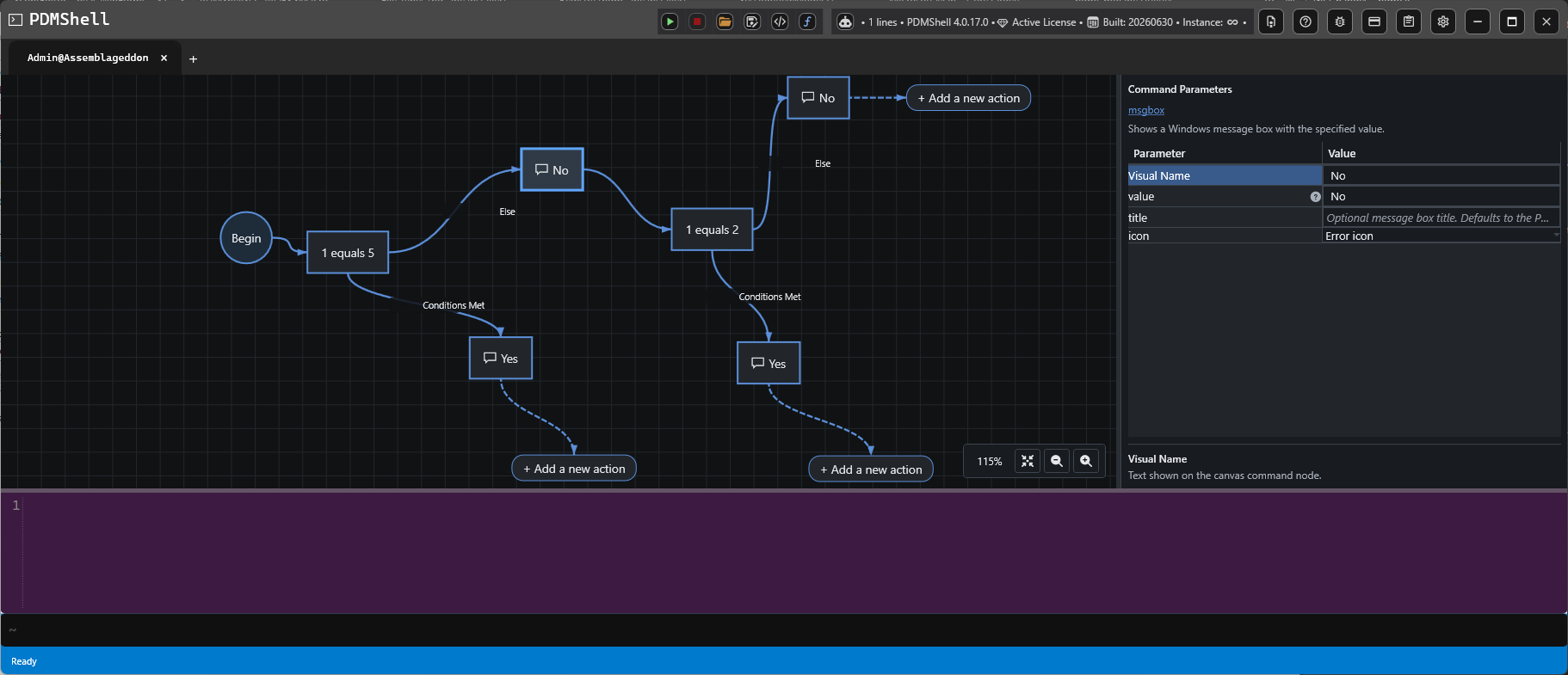 Visual workflow with IF branches